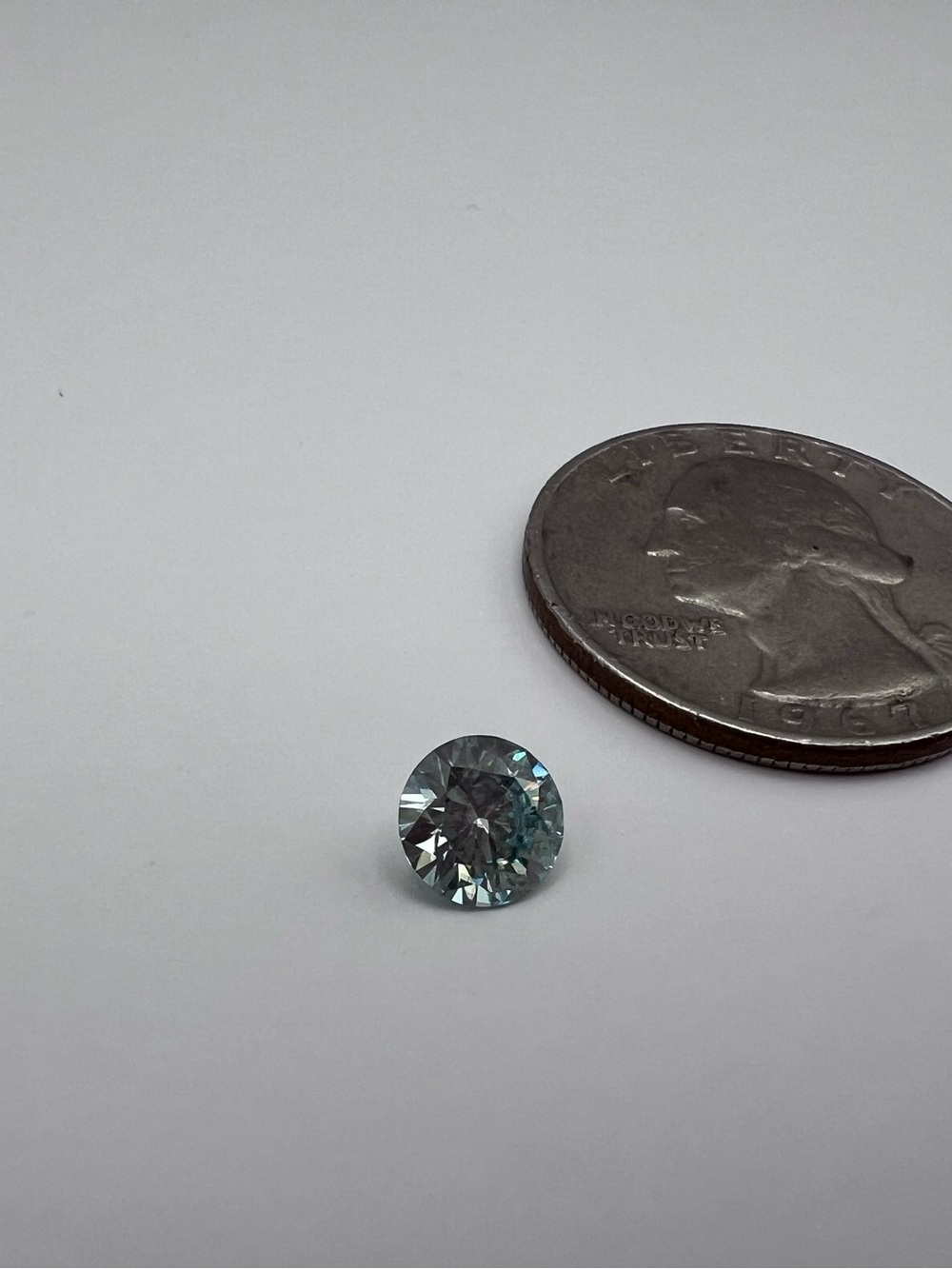 Round 1 carat Light Green Moissanite - Loose Stone